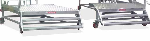 POSITION TELESCOPIC TOP GUARDRAILS - CAN BE LOWERED TO ALLOW ROTATION OF BLADES DROP