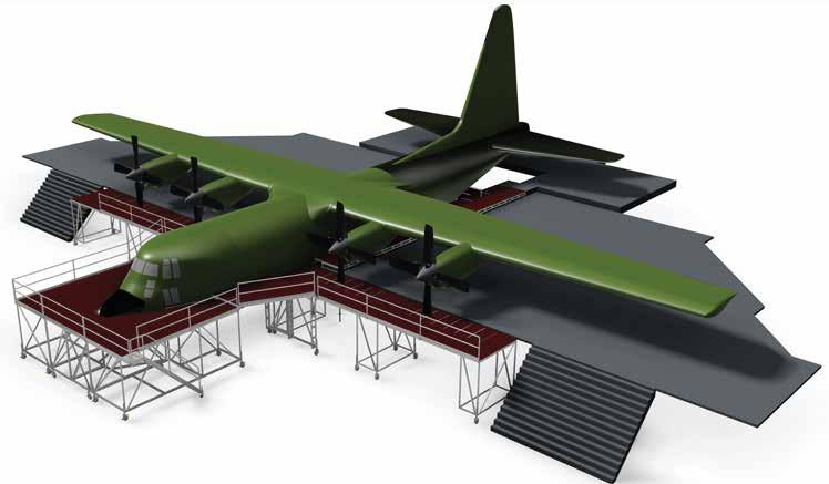 AIRCRAFT DOCKING SYSTEM HERCULES C130 PICTURED SITUATION; HERCULES C130 HEAVY DUTY REFURBISHMENT FOR THE