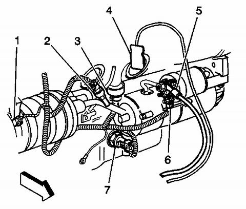 13. Remove the bolt securing both the battery negative cable and the engine harness ground lead to the engine block.