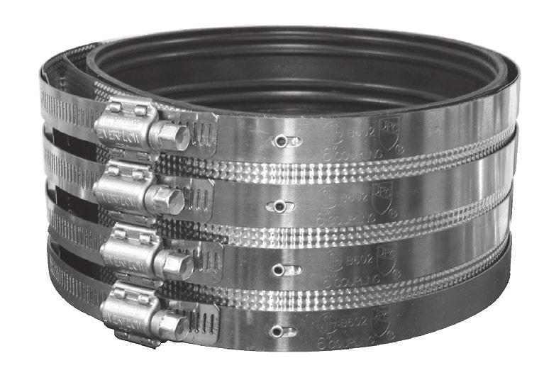 EVERCONNECT TM Heavy Duty Couplings For heavy-duty installations requiring more than a standard No-Hub Coupling for sanitary, storm water, and DWV applications.