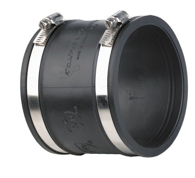 Flexible & Reducing Couplings Connects DWV piping, cast iron, plastic, copper or schedule 40 steel pipe Flexes with ground movement 4822 1 Flexible