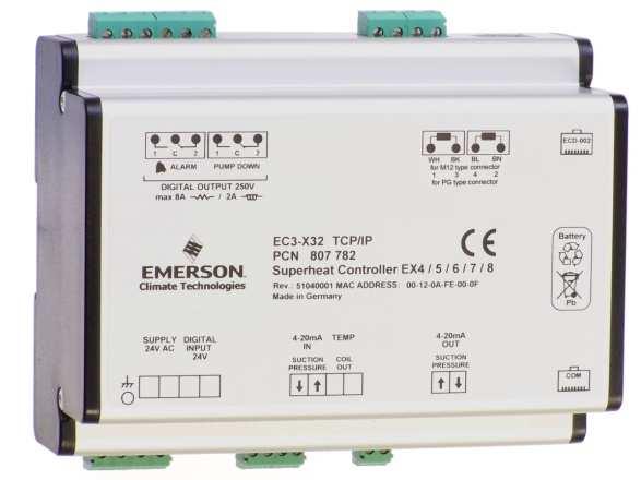Electronic Controllers and Sensors EC3-X32 / -X33 Superheat Controller with or without TCP/IP Communication Capability EC3-X32/ -X33 are stand-alone universal superheat controllers for air