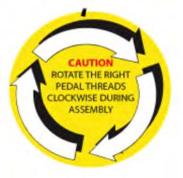 Using your hands, thread the Right Pedal CLOCKWISE