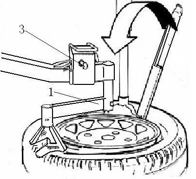 ( Fig 12) 4) Insert the tire pressing head (upper) 2 and tire pressing head (bottom) 5 on the rotating arm 1; 5) Turn the rotating arm 1 to its working position.