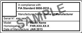 LIST N 29 artie 1 / art 1: RFT selon FIA 8858-2010 / Approved FHR according to FIA 8858-2010 artie 2 / art 2: Systèmes de sangle du RFT approuvés selon FIA 8858-2010 / FHR tether systems approved