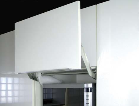 Ewiva, for one-piece flaps made of wood or with aluminium frame Area of application: For concealed installation of built-in appliances such as microwaves or grills in kitchen larder units Material: