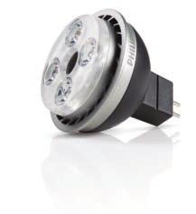 High performance accent light Philips EnduraLED MR16 LED Lamps with improved transformer compatibility allow for operation on a wide range of fixtures.