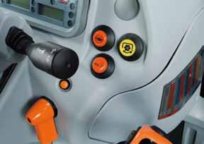 The instrument panel is equipped with electrohydraulic controls for the PTO, differentials and automatic 4-wheel drive selection.