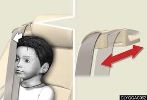 Seat belts Adjusting shoulder belt height (front seats only) To raise: pull