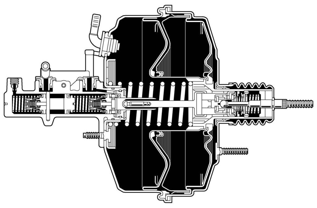 84 CHASSIS BRAKES MASTER CYLINDER AND BRAKE BOOSTER A type of brake booster into which the master cylinder is inserted has been adopted to achieve a compact configuration.