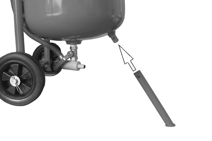 axle, see Fig 4. ATTACH FRONT LEG 1. Roll the tank over so that handlebars are now facing down. 2.