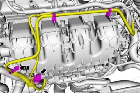 Remove the intake manifold by following the steps below: First, disconnect the MAP sensor on the front of the plenum, as
