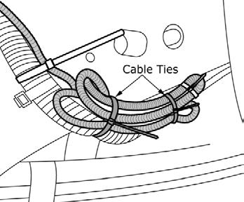 Top tape Bottom tape Fig. #c Fig. 23 23) Route harness into cab. a) Run tailgate main harness with plastic grommet into cab. Ensure blue tape on harness is lined up with grommet.