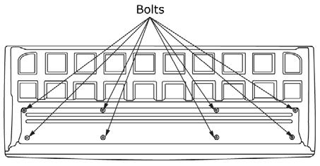 Fig. 1 1) Remove 8 bolts and remove tailgate access panel. (Figure 1) Fig. 2 2) If tailgate is equipped with cover: a) Remove screws as in Step 1. b) Remove left and right push pin as shown in Fig.2. c) Remove cover and tailgate access panel.