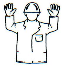 64. What does this hand signal indicate? EMERGENCY STOP 65. If your crane is allowed free on wheels duties or rail mounted, where must the load be kept? A.
