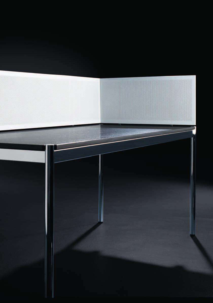 USM Haller Table Accessories 1 Front and side panel A black mesh fabric attaches to the front and/or