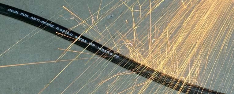 Anti-Spark Hose STRAIGHT BRAIDED Spark and scorch resistant Excellent resistance to oils, solvents, and other non-aqueous solutions Long service life with outstanding aging qualities CEJN anti-spark