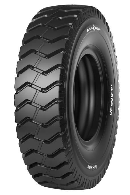 MS306 E3/L3 Deep grooved tread design provides excellent traction in commercial off-road dump truck applications. Ideal for applications requiring maximum road grip and high site TKPH.