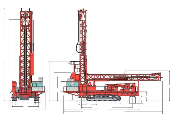 Technical Data Technical Data D90KS 1190E A B Hole diameter 229 mm - 349 mm (9-13-3/4 ) Drill pipe 12,2 m (40 ) Hole depth Undercarriage Max pulldown Bit load Engine Compressor Feed rate Hoist rate