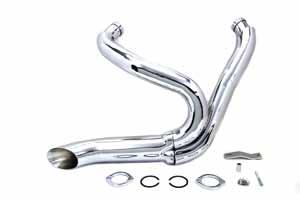 Duallies Chrome 2 into 1 Exhaust Pipe Header Kit Looks like hot rod side exhausts 2 Header pipes with 11 outlet & 18mm