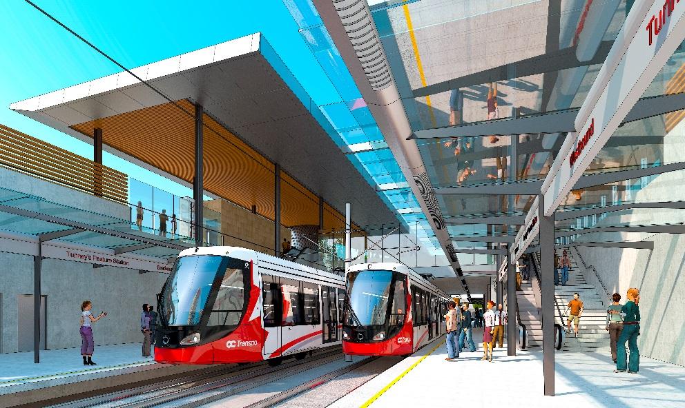 within its design in order to accommodate the LRT catenary and stations required minimal retrofits to accommodate level-boarding onto LRT.