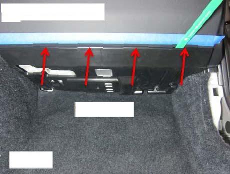 (o) Place masking tape along the bottom edge of the passenger side knee panel. Fig.