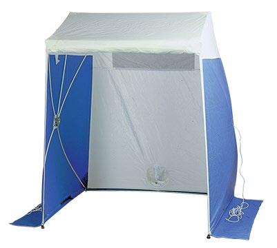 The QuickTent comes in five sizes, each of which provides a roomy working environment, and folds down to fit into a small, lightweight carrying bag which is sewn into the tent.
