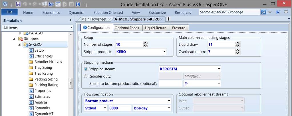 Select S KERO in the left hand column. When specifying the Draw stage & Return stage remember to add 1 to account for the condenser as Stage 1. Do the same for S DIESL & S AGO. Click Next.