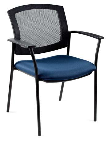 IBEX Guest Chair Mesh Back & Upholstered Seat MVL2809/ MVL2809F Mesh back with fully upholstered seat Wall saver frame Polymer armcaps Shipped fully assembled Stacks up to 5 high Seat upholstery is