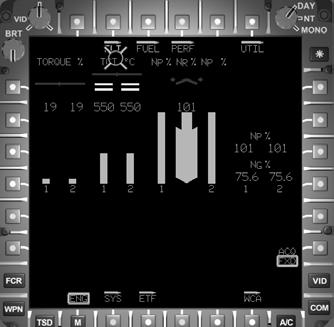 (21) Rotor system status display (a) Main rotor speed (N R ) is displayed as a vertical tape and a digital readout (within the tape) on the Engine (ENG) page.