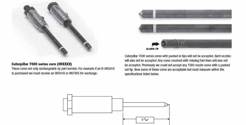 CAT Pencil Nozzles Cores are Like for Like Part Number. Any damage to the tip is NOT acceptable. Must have Part Number on the body.