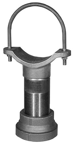 ADJUSTABLE PIPE SADDLE SUPPORT #527 c/w U-BOLT 2 1/2" through 36" Carbon Steel Saddle, nipple and U-Bolt with cast iron reducing coupling. Bare Metal Complies with MSS SP-58 and SP-69 (Type 37, 38).