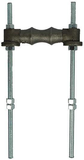 ADJUSTABLE 2-ROD ROLLER SUPPORT #95S 2" through 30" Cast Iron Roller and Socket Ends, Carbon Steel Axle Rod and 2 Drop Rods c/w 8 Hex. Nuts Bare Metal Complies with MSS SP-58 and SP-69 (Type 41).