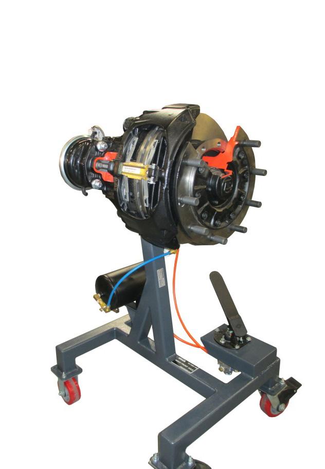 FRONT CALIPER AXLE Front Brake simulator with air chamber Uses shop air, the service and parking brakes can be applied Brake system can