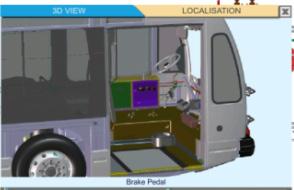 The simulator explains the braking system (Primary, Secondary, Door Interlock, Park,