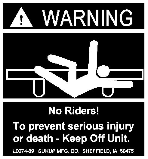 Warning - No Riders Decal - L0274 8.
