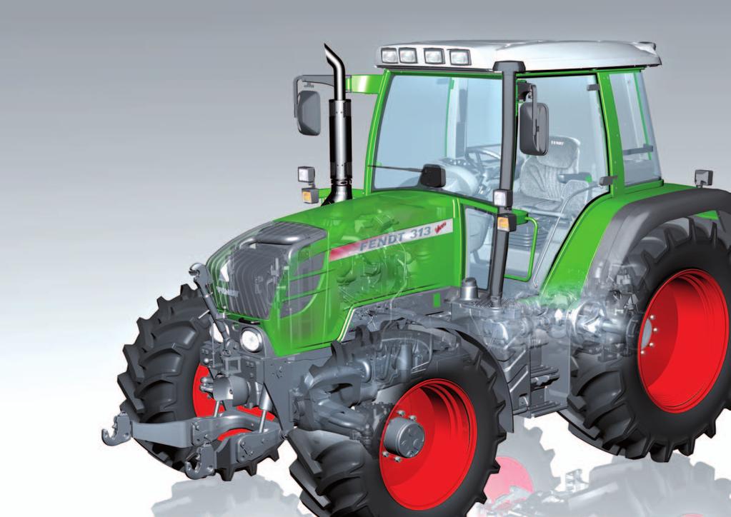 26 Fendt 300 Vario Overview of the technology The 300 Vario is the lively and highly efficient standard tractor with up to 135 hp.