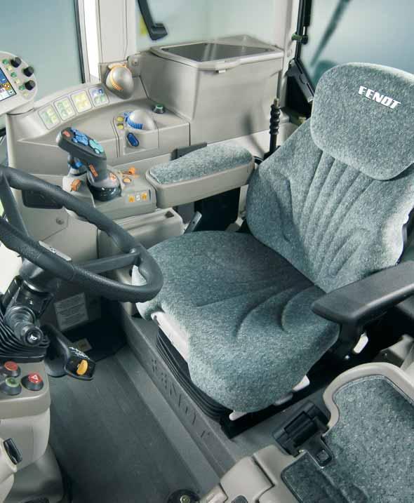 Tidy cab design that concentrates on the essentials Pleasantly quiet work place; free-standing
