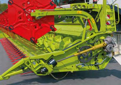 reduce risk of wrapping and stalk take-up Angled cross-tube for a better view of the cutterbar table from the cab Intake auger height is infinitely adjustable Feeder housing and intake auger can be
