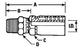 Permanent Attached Hose Fittings NOTE: Fittings may be ordered individually by adding a "-0" following the part number. JIC 37º Male Rigid A B C I.D.