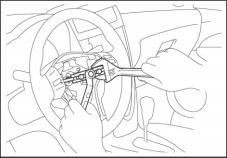 Spinner Handle, Extension, Socket (19 mm) Mounting Nut (b) Remove the steering wheel mounting nut and retain. (Fig. 4 1) (c) Apply grease to the tip of the center bolt (09953 05020) of special tool.