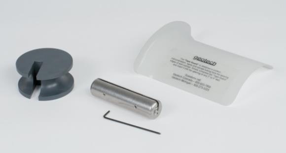 An optional Tape Guide, to prevent the edge of the well casing from damaging the tape, is also available from Geotech. Figure 2-1 is an example of the two parts.