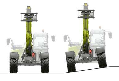 The SCORPION 1033 and 1033 VARIPOWER allow hydraulic levelling between the chassis and front axle of +/- 8.