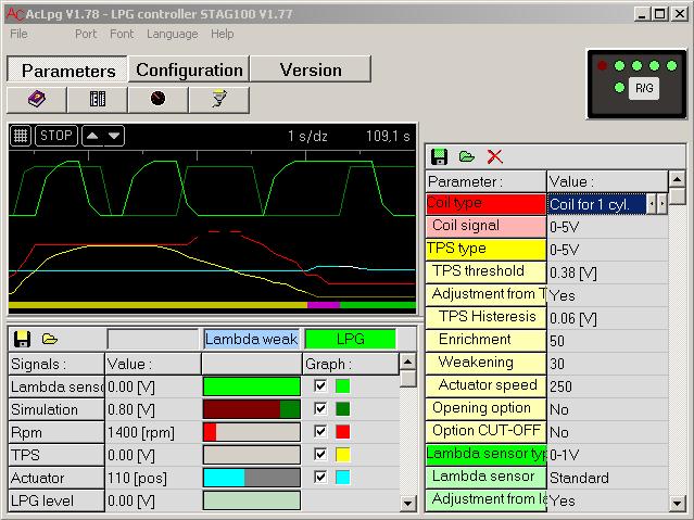 or -control panel - working mode change (mouse click ) - open help file - window layout - open gauges window - controller parameters readout - grid on - start / stop oscilloscope - oscilloscope time