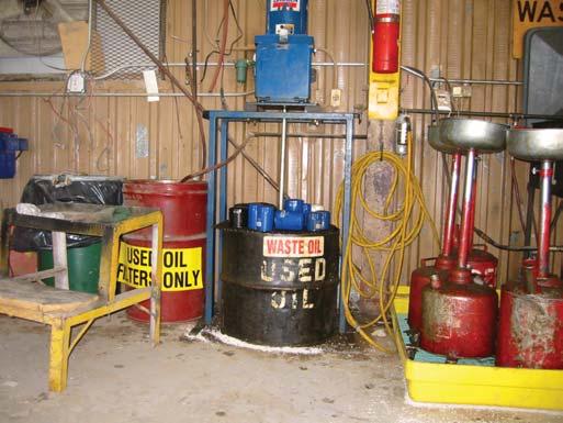 Good Management Practices When changing oil, set up equipment such as a drip table or screen table with a used oil