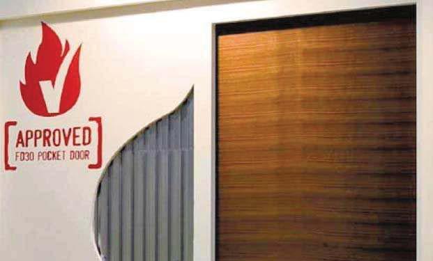 SLIDING DOOR FITTINGS DIRECTORY / APRIL 2014 SLIDING POCKET FIRE DOOR SYSTEM Sliding fire door cassette system offers a flexible pocket door system for a single fire door.