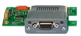 STANDARD OPTIONS Fieldbus - Profibus Fieldbus option module for Profibus DP or DP V1 communication. Use 9-pin D-sub connector. Baud rates: 9.6 kbits/s - 12 Mbits/s supported.