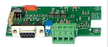STANDARD OPTIONS RS232/RS485 isolated Isolated RS232/RS485 serial communication board. For Modbus/ RTU communication protocol. Baud rates: 2400-38400 bits/s supported.