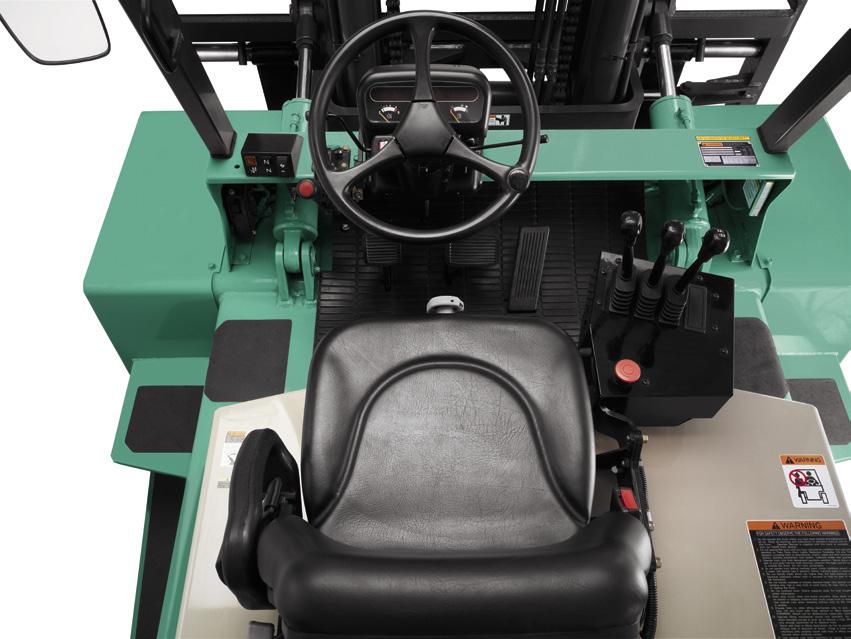 Ergonomics: A full-suspension seat, tilt steering column and generous floor area keep your operators comfortable during a long day s work. Here s to productivity.