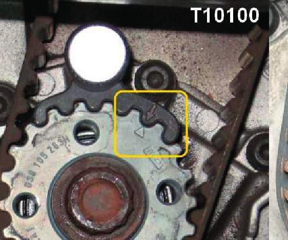 The nose of the tool should sit in a hole in the camshaft. See Fig.